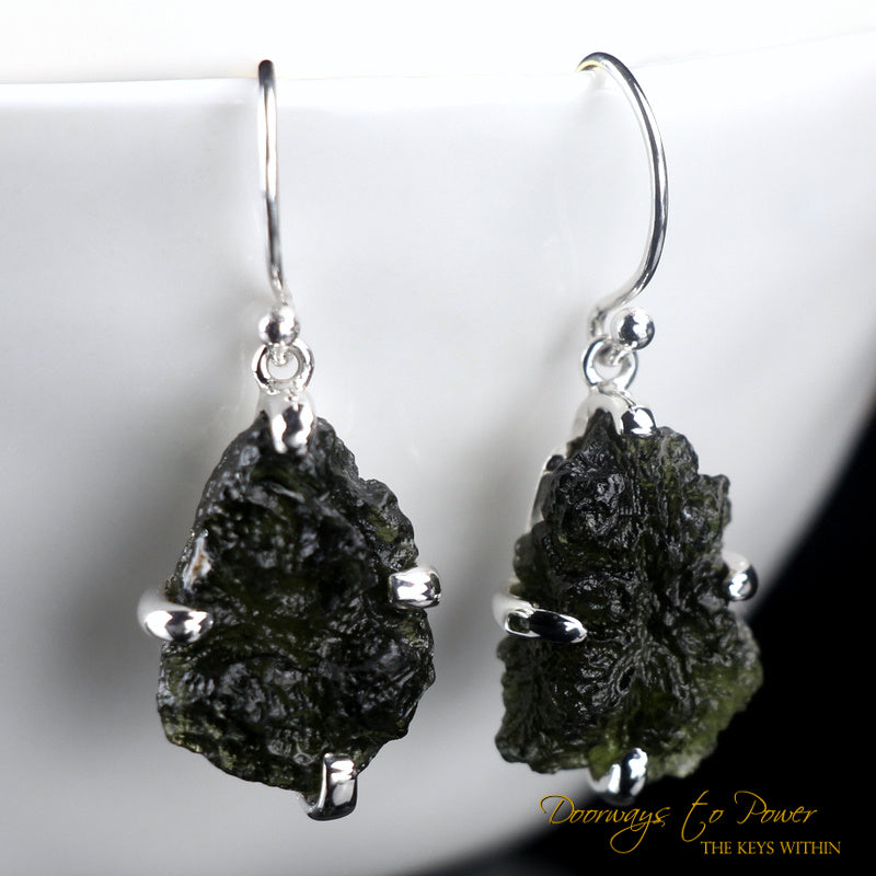 Moldavite Crystal Drop Earrings SS