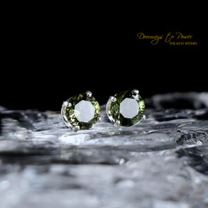 Moldavite Gemstone Crystal Earrings in SS 
