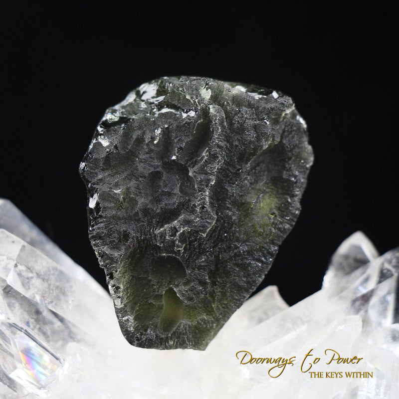Moldavite Hand Carved Crystal Skull Axiomar