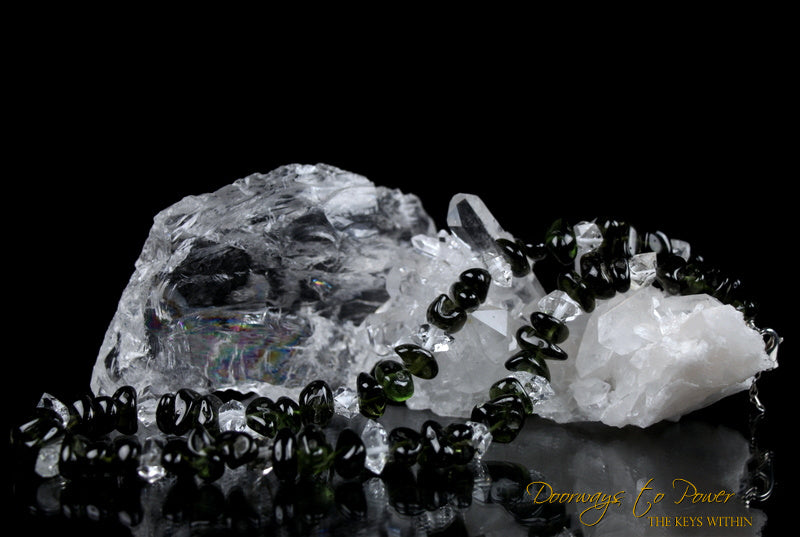 Moldavite Herkimer Diamond Crystal Necklace