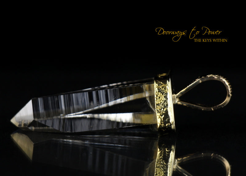 Lemurian Light Language Laser Quartz Crystal Pendant 22k