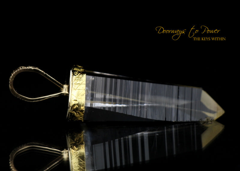 Lemurian Light Language Laser Quartz Crystal Pendant 22k