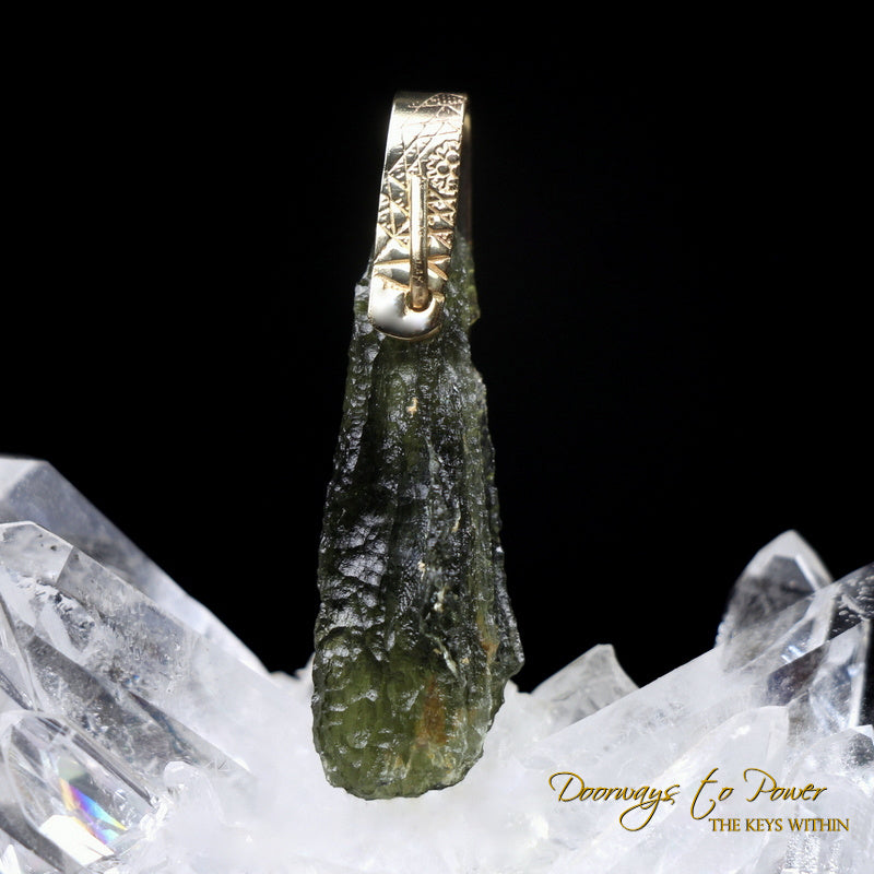 Moldavite Light Language Pendant 14k