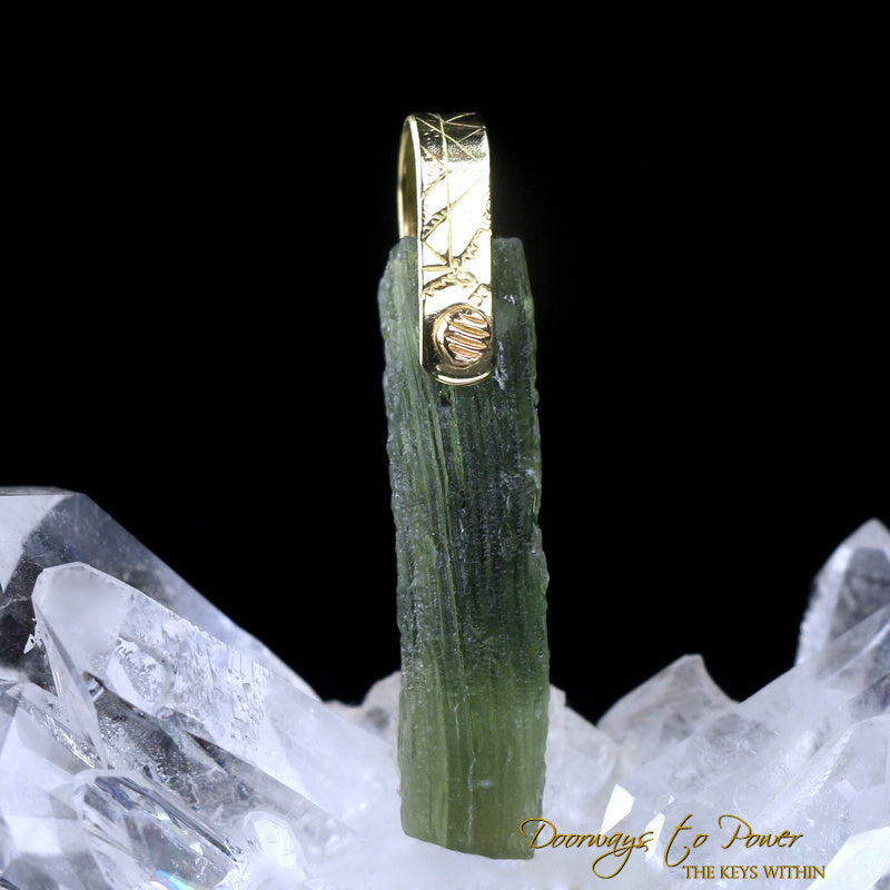 Moldavite Light Language Pendant 14k