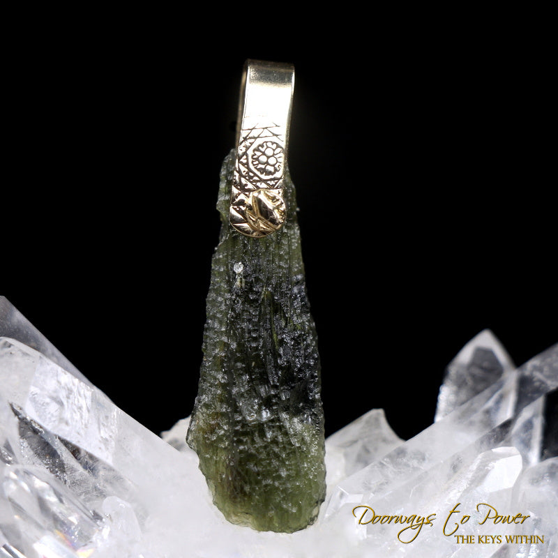 Moldavite Light Language Pendant 14k