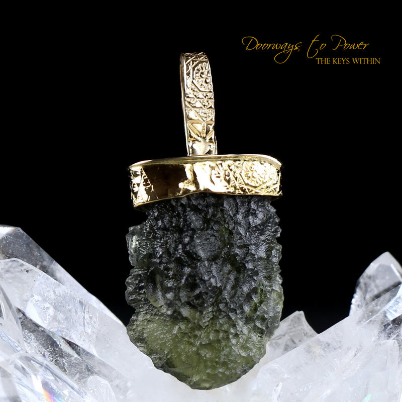 Moldavite Light Language Pendant 22k 