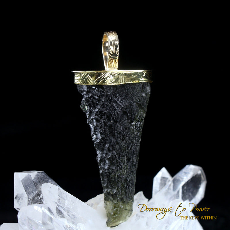 Moldavite Light Language Pendant 22k 'Museum Quality'