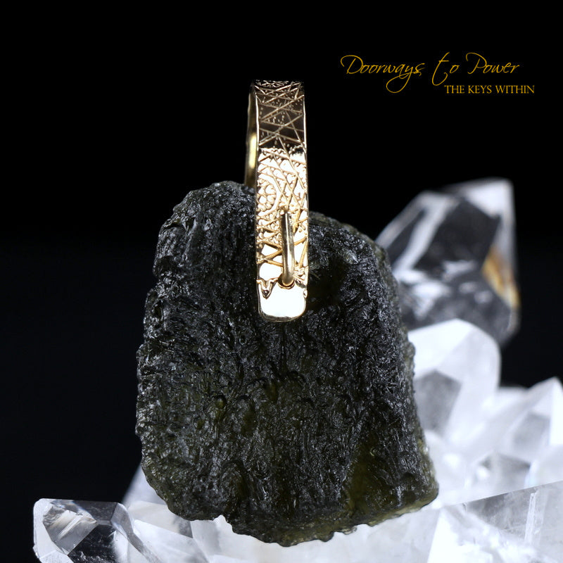 Moldavite Light Language Pendant 14k 