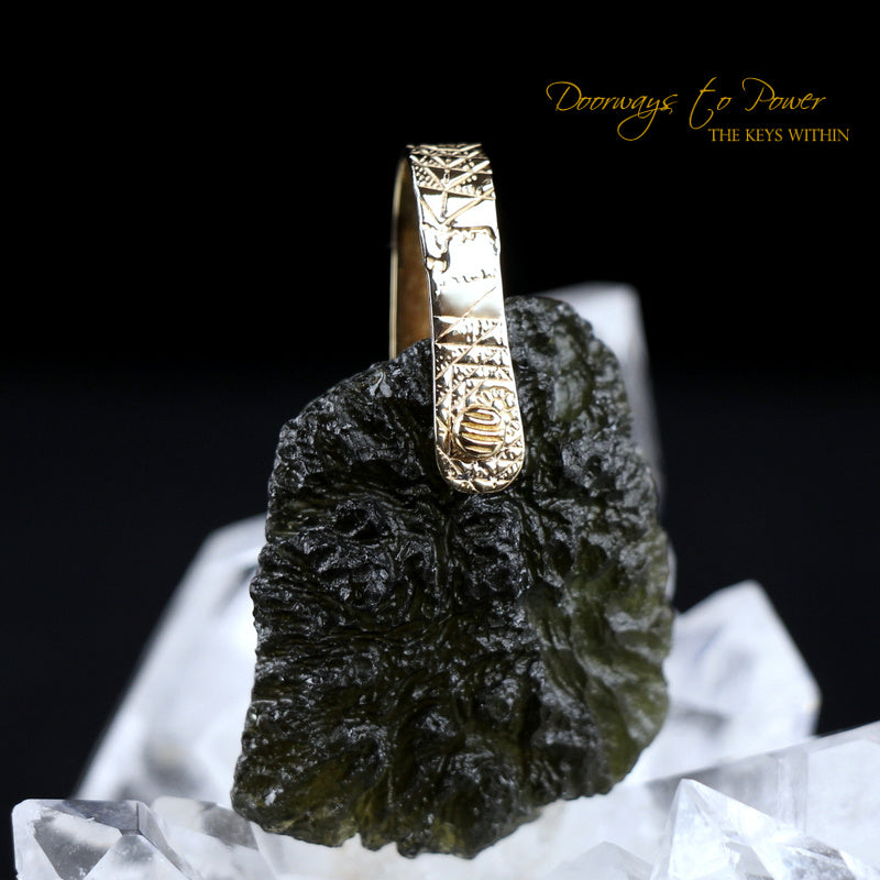 Moldavite Light Language Pendant 14k 