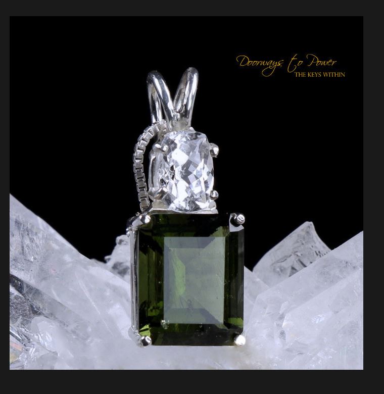 Moldavite Phenacite Crystal Pendant