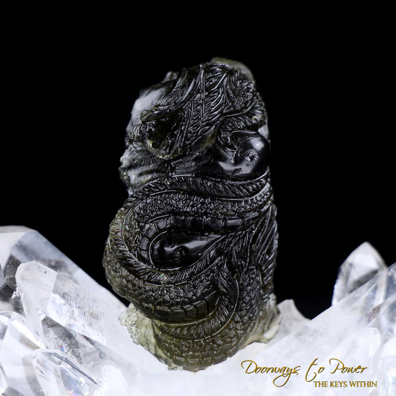 Moldavite Tektite Dragon Crystal Carving
