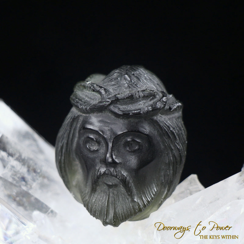 Moldavite Jesus Crystal Carving