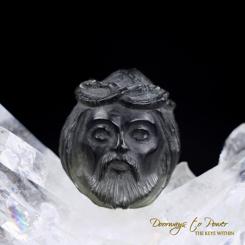 Moldavite Tektite Jesus Hand carved