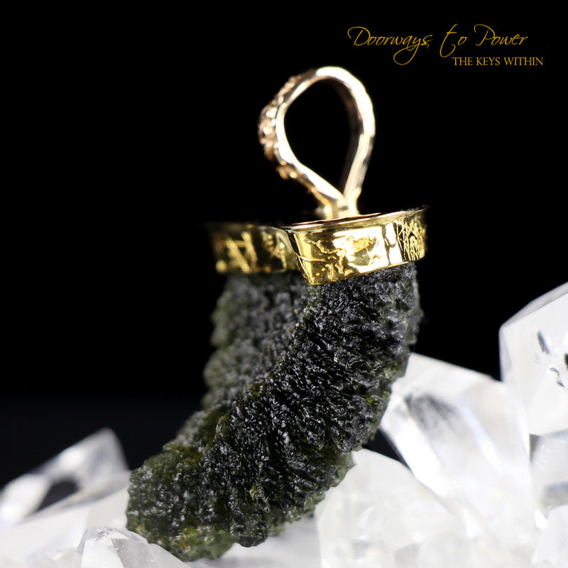 Moldavite Light Language Pendant 22k