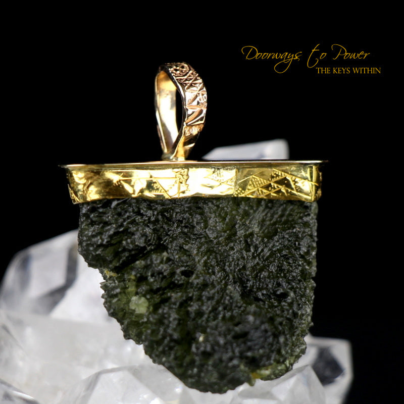 Moldavite Light Language Pendant 22k