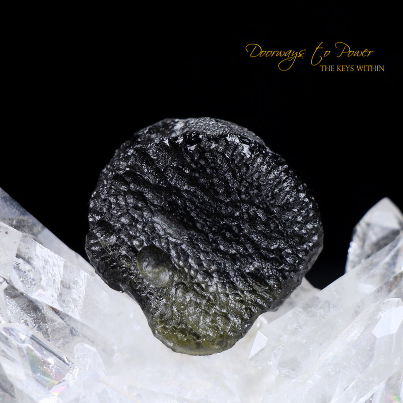 Moldavite Hand Carved Crystal Skull 'Defender of Man'