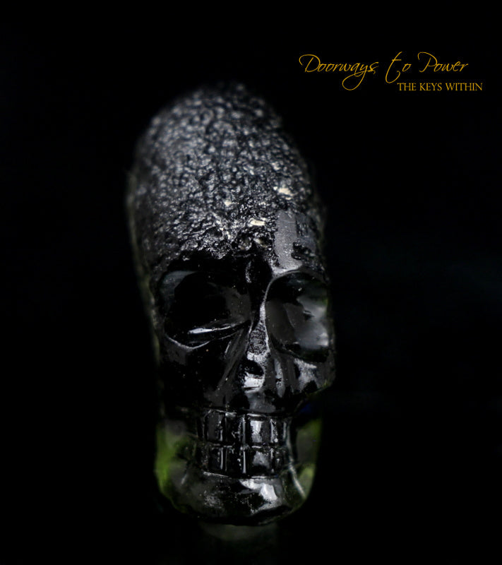 Moldavite Hand Carved Crystal Skull by Leandro de Souza