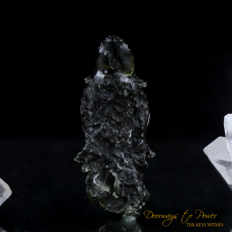 Moldavite Synergy 12 stone Kwan Yin Crystal Carving