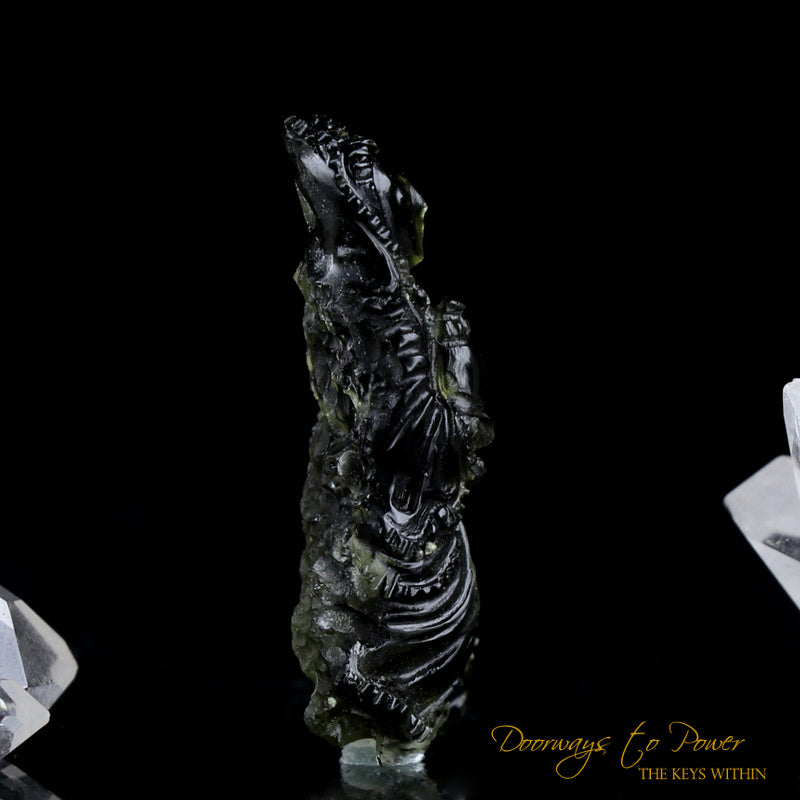 Moldavite Kwan Yin Crystal Carving
