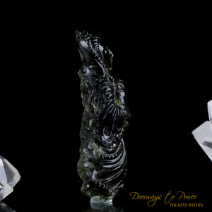 Moldavite Kwan Yin Crystal Carving