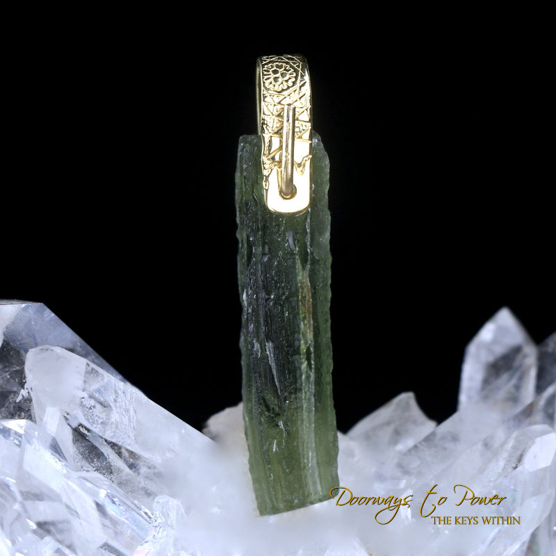 Moldavite Light Language Pendant 14k