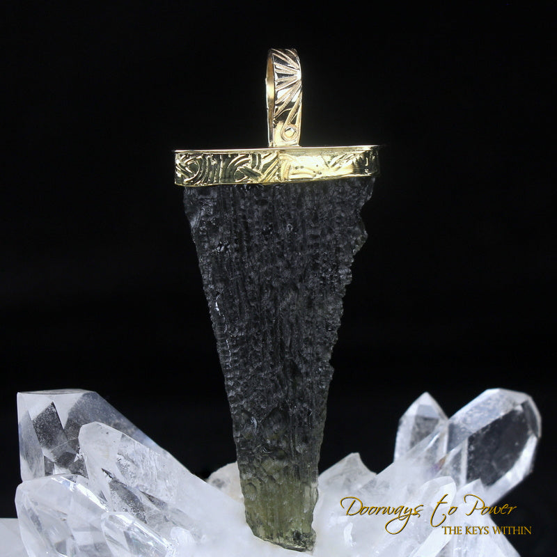 Moldavite Light Language Pendant 22k 'Museum Quality'