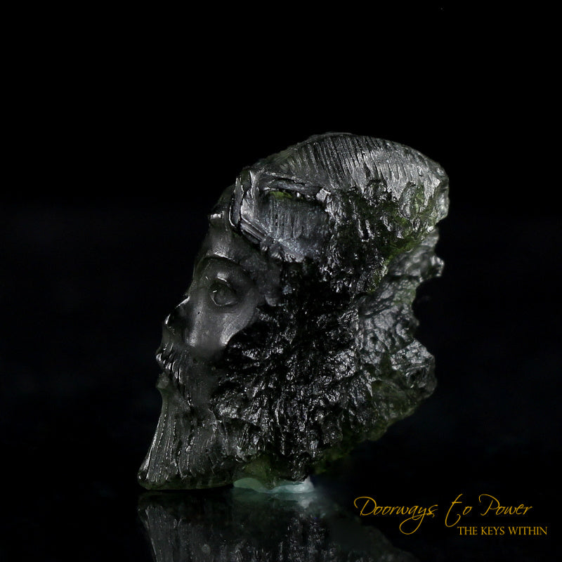 Moldavite Tektite Jesus Hand Carved King of Kings 'Museum Quality'