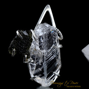 Moldavite Tektite Satyaloka Azeztulite Crystal Pendant SS