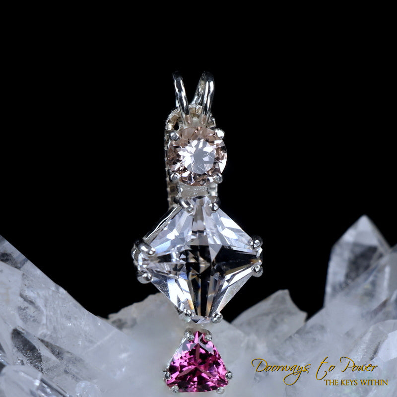 Morganite Danburite & Pink Tourmaline Mini Magician Stone Pendant