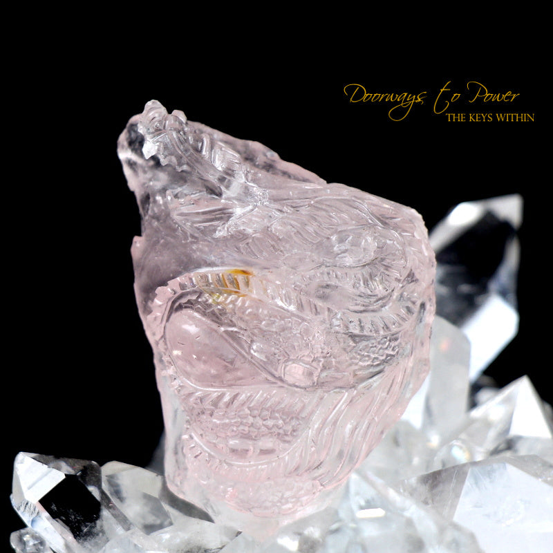 Morganite Dragon Crystal Carving Hand Carved 
