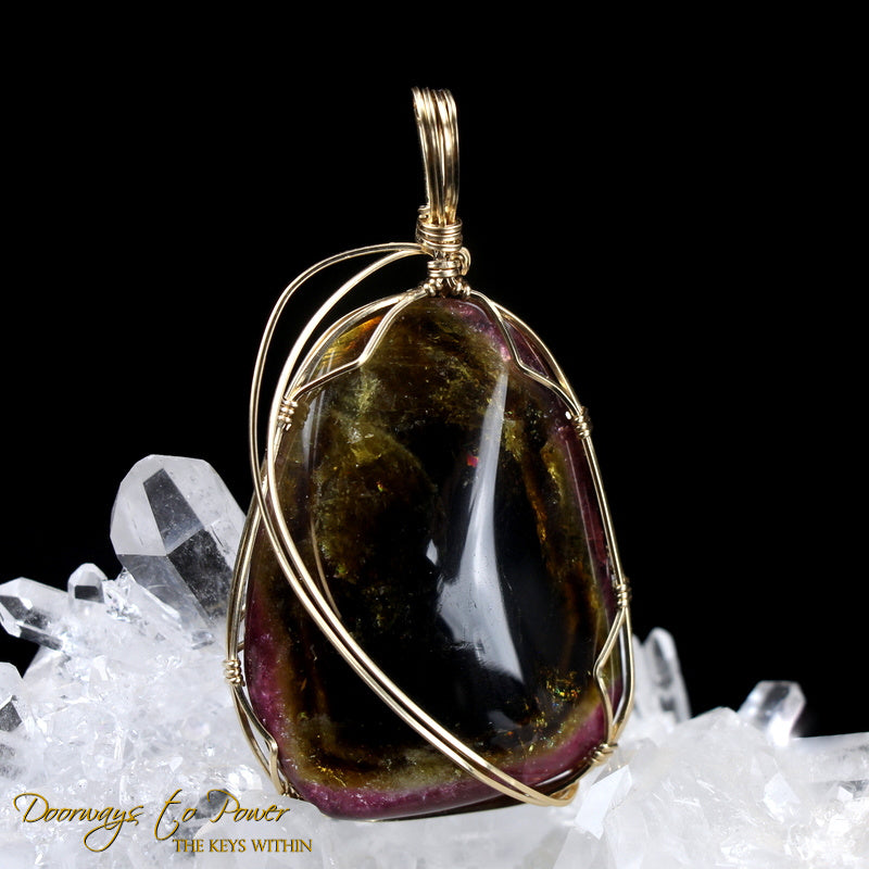 Multi Color Tourmaline Crystal Pendant 14k 