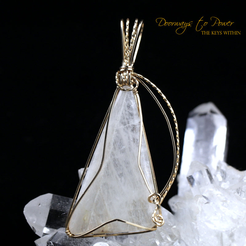 Natrolite Synergy 12 Crystal Pendant 14k