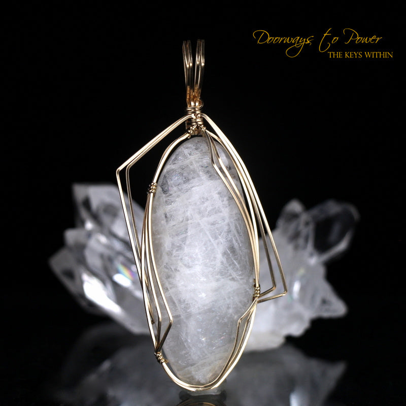 Natrolite Synergy 12 Crystal Pendant 14k