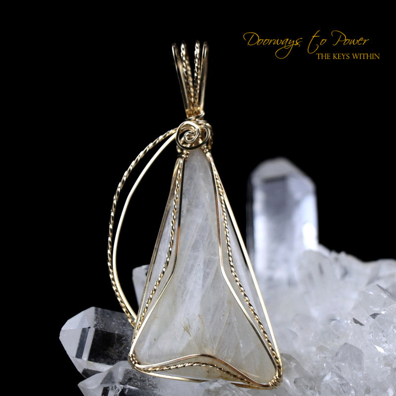 Natrolite Synergy 12 Crystal Pendant 14k