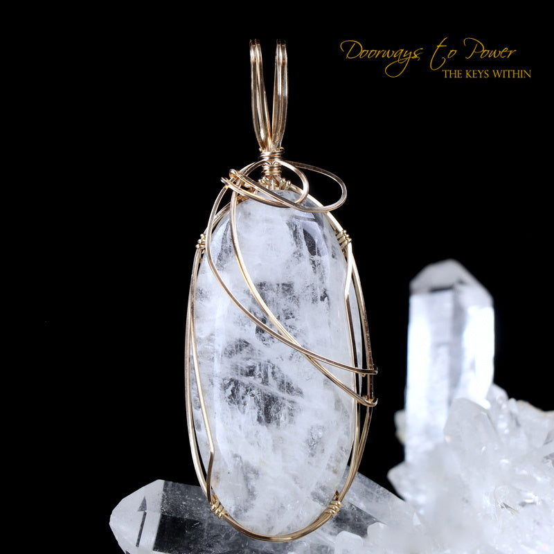 Natrolite Synergy 12 Crystal Pendant 14k