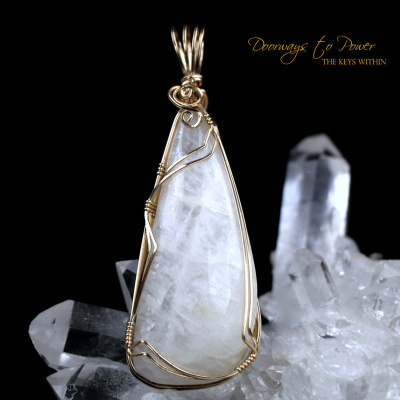Natrolite Crystal Pendant 14k Gold