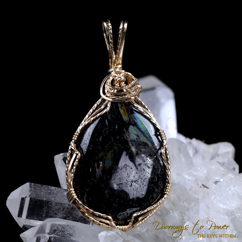 Nuummite Crystal Pendant 14k