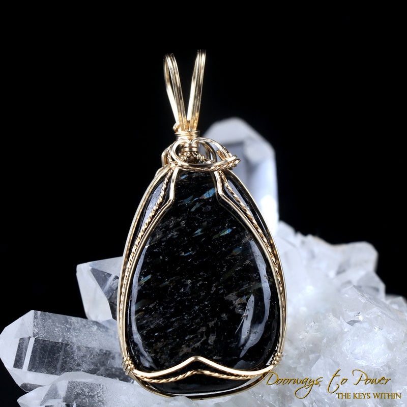 Nuummite Crystal Pendant 14k