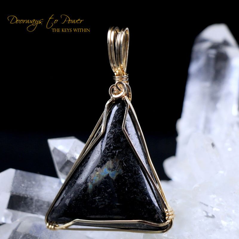 Nuummite Crystal Pendant 14k