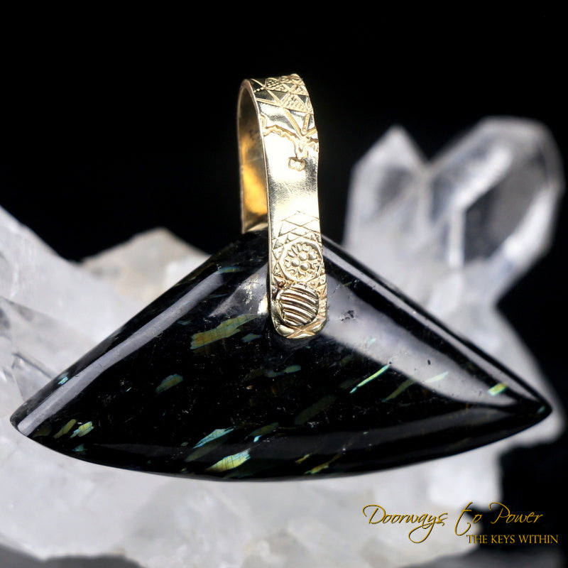 Nuummite Light Language Crystal Pendant 14k