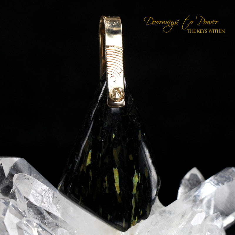 Nuummite Light Language Crystal Pendant 14k