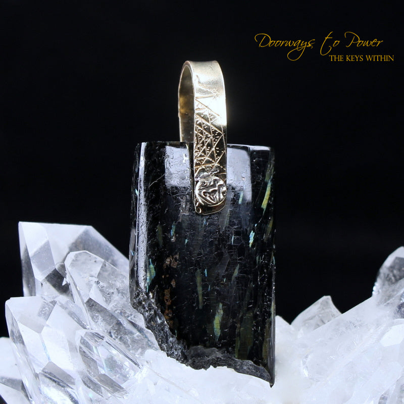 Nuummite Light Language Crystal Pendant ™ 14k Gold