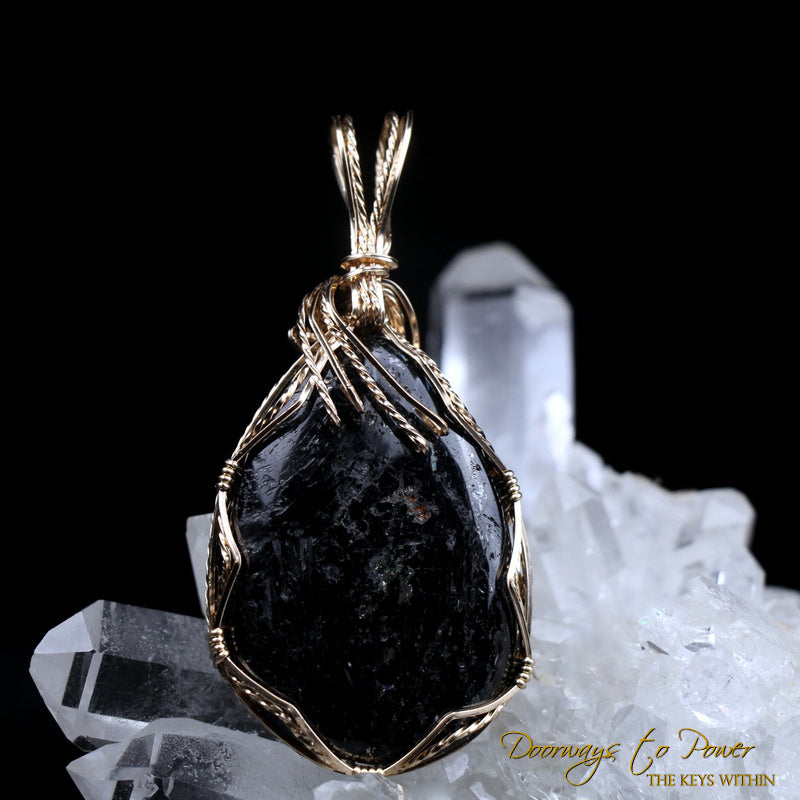 Nuummite Crystal Pendant 14k