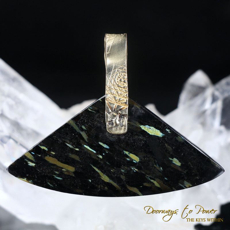 Nuummite Light Language Crystal Pendant 14k