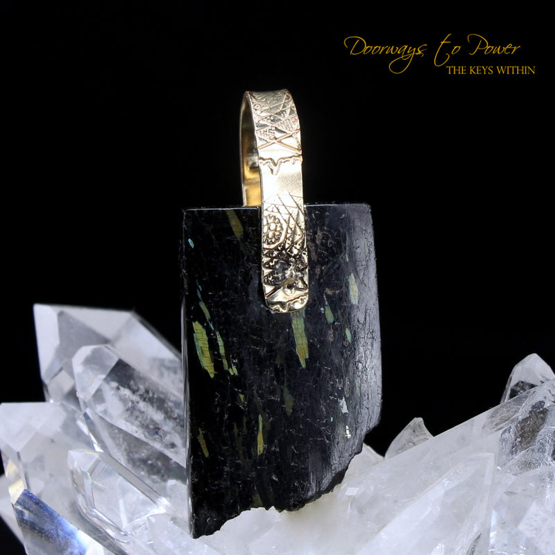 Nuummite Light Language Crystal Pendant ™ 14k Gold