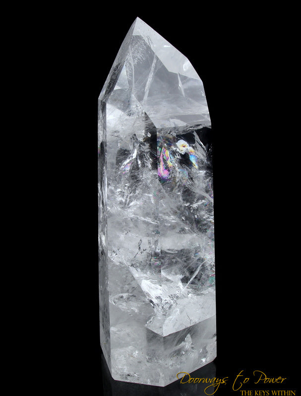 PURE Quartz Devic Temple Heart Dow Crystal Point 'Rainbow Heart'