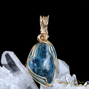 Paraiba Blue Tourmaline Crystal Pendant 14k