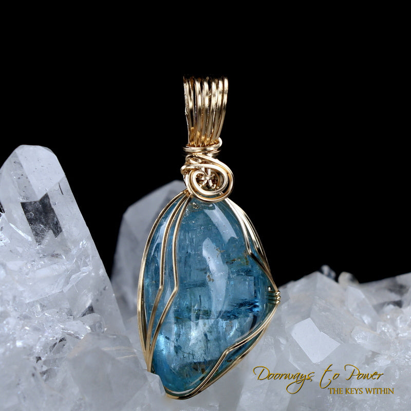 Paraiba Blue Tourmaline Crystal Pendant 14k