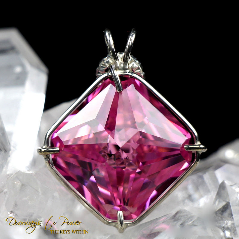 Pink Garnet Magician Stone Crystal Pendant SS