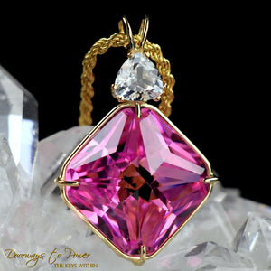 Pink Garnet & Phenacite Magician Stone Pendant 14k